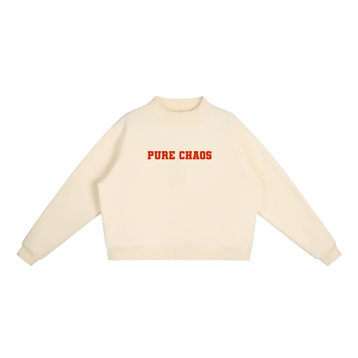 "Pure Chaos" Essential Fleece Mock-Neck Crew Sweatshirt