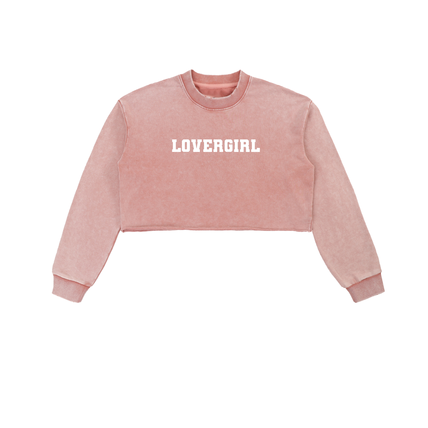 "Lovergirl" Snow Washed Raw Edge Cropped Sweatshirt