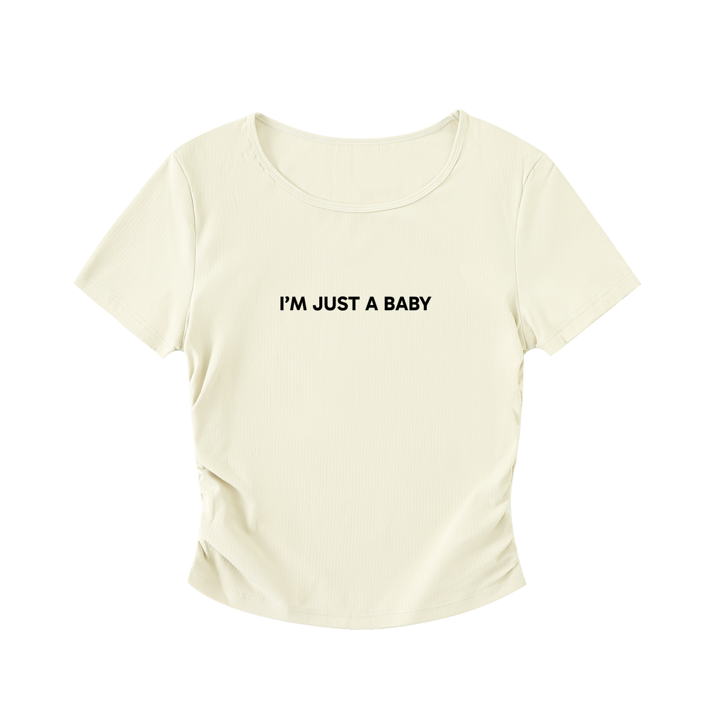 "I'm Just A Baby" Ruched Bodycon Crop Top