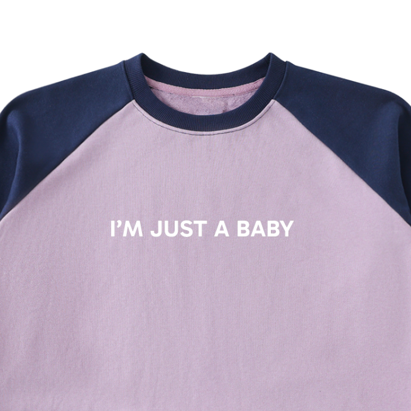 "I'm Just A Baby" Raw-Hem Color-Block Raglan Crop Sweatshirt