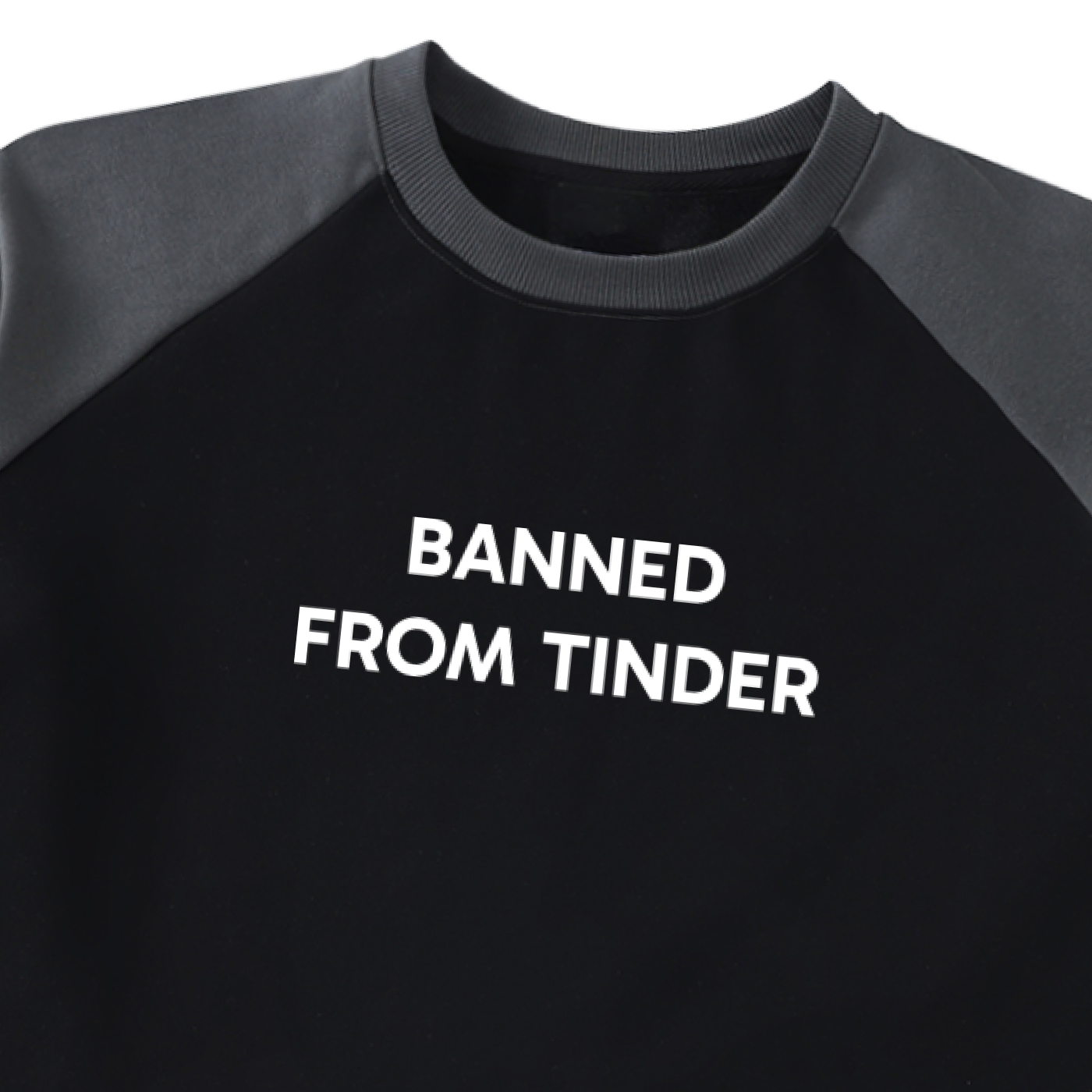"Banned From Tinder" Raw-Hem Color-Block Raglan Crop Sweatshirt