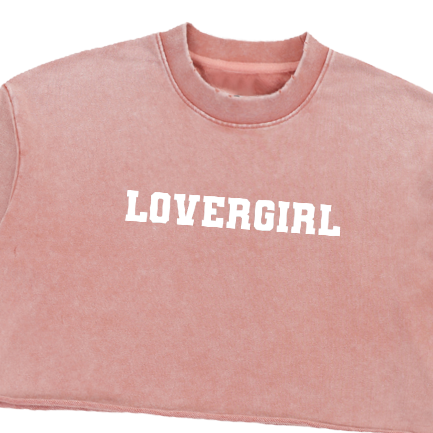 "Lovergirl" Snow Washed Raw Edge Cropped Sweatshirt