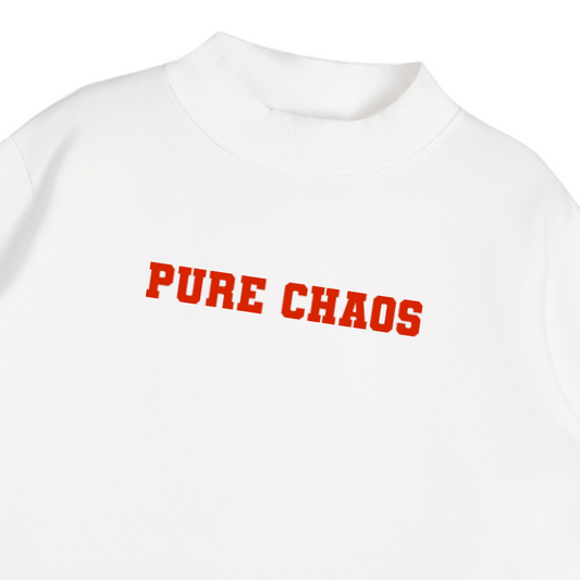 "Pure Chaos" Essential Fleece Mock-Neck Crew Sweatshirt