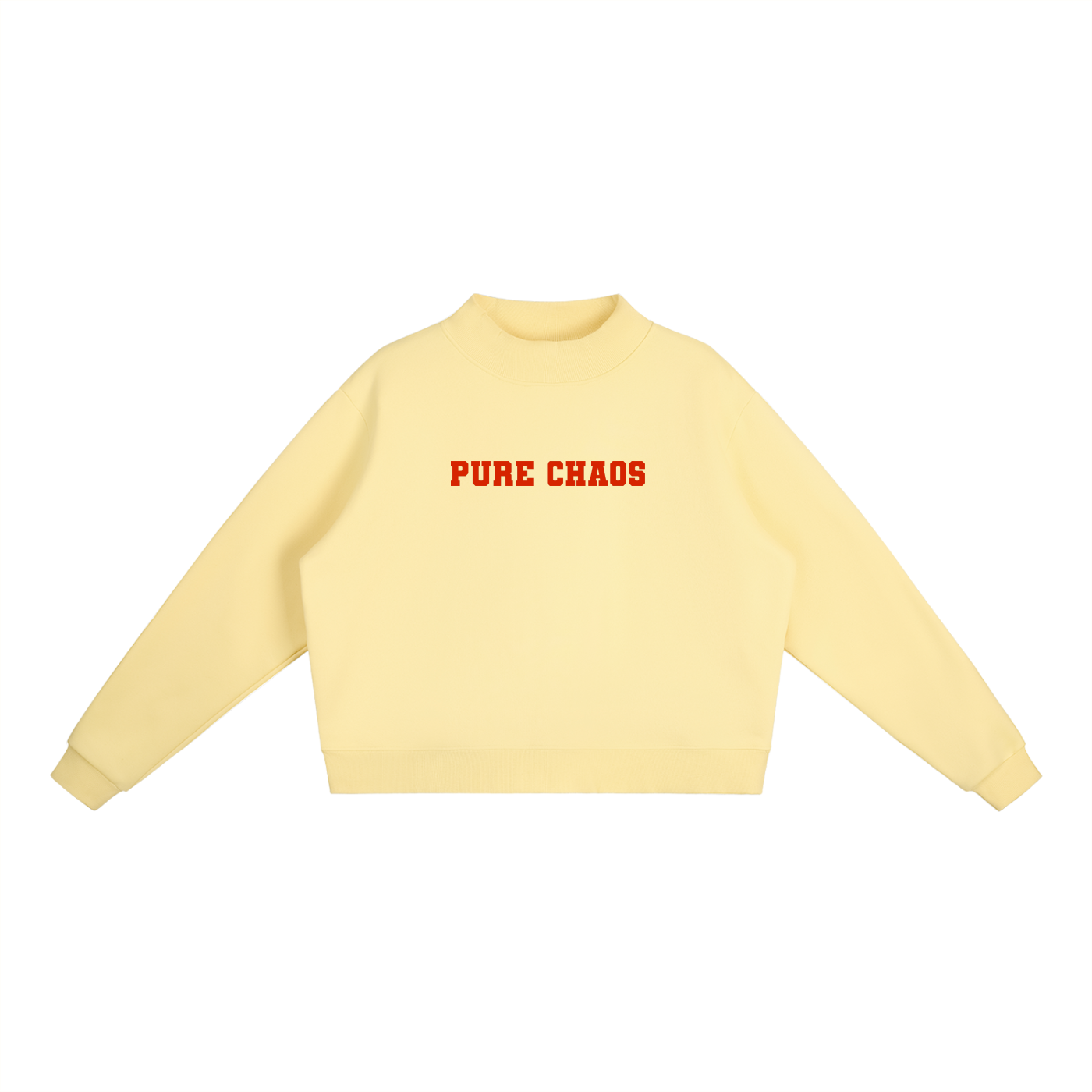 "Pure Chaos" Essential Fleece Mock-Neck Crew Sweatshirt