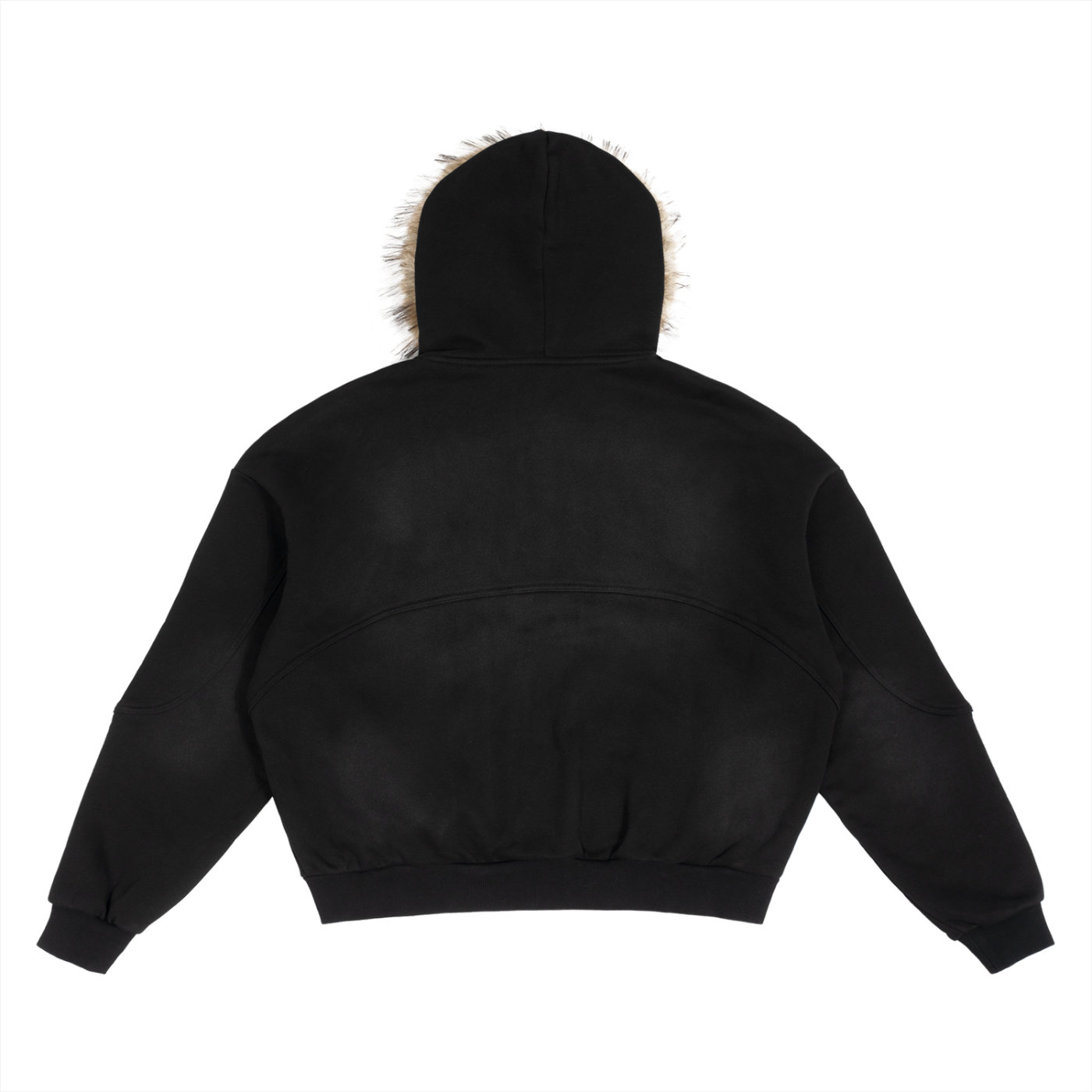 "Chicago Style" Sun Fade Boxy Detachable Fur Hoodie