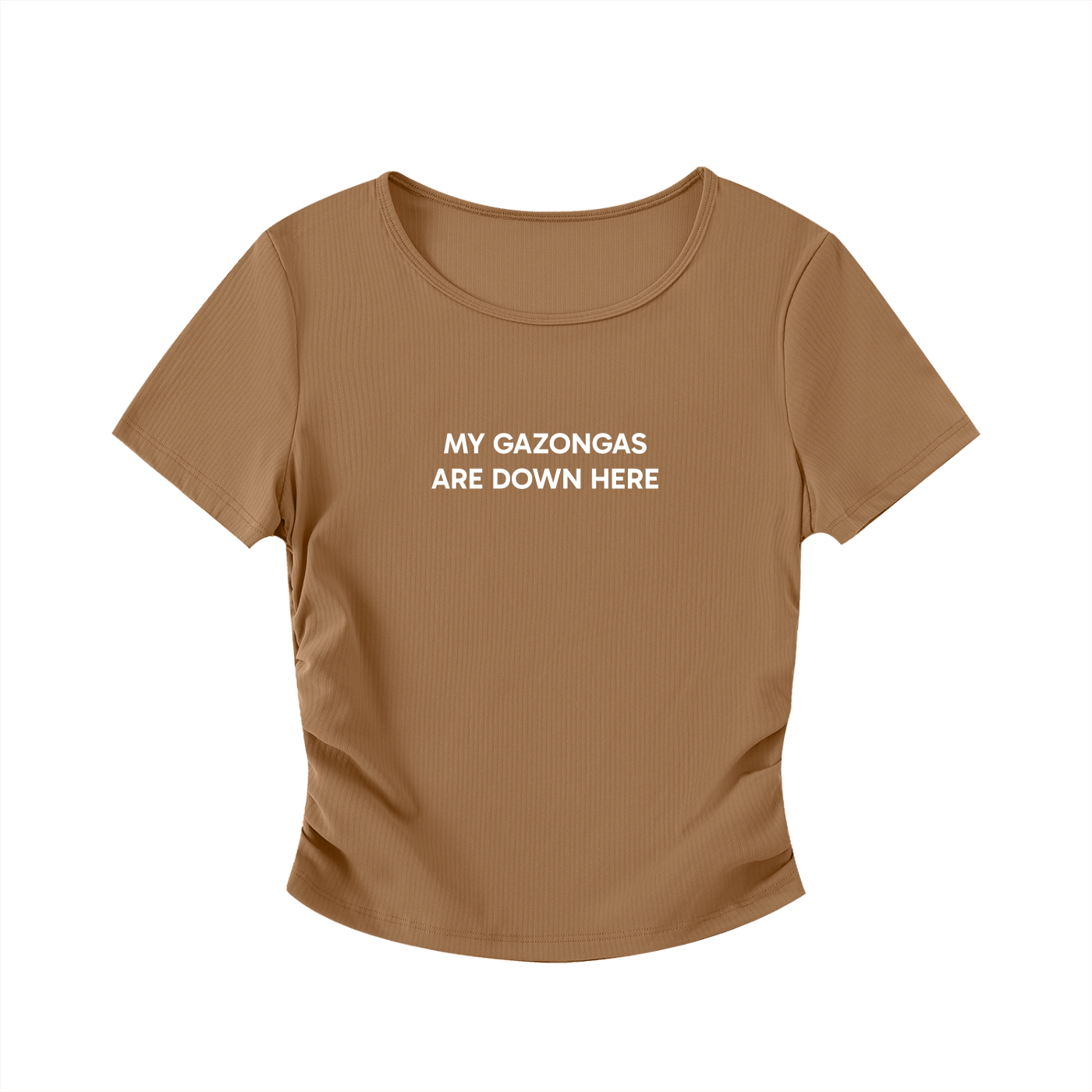 "My Gazongas Are Down Here" Ruched Bodycon Crop Top