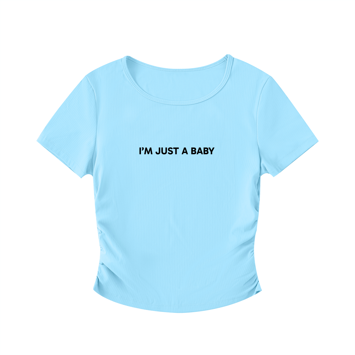 "I'm Just A Baby" Ruched Bodycon Crop Top