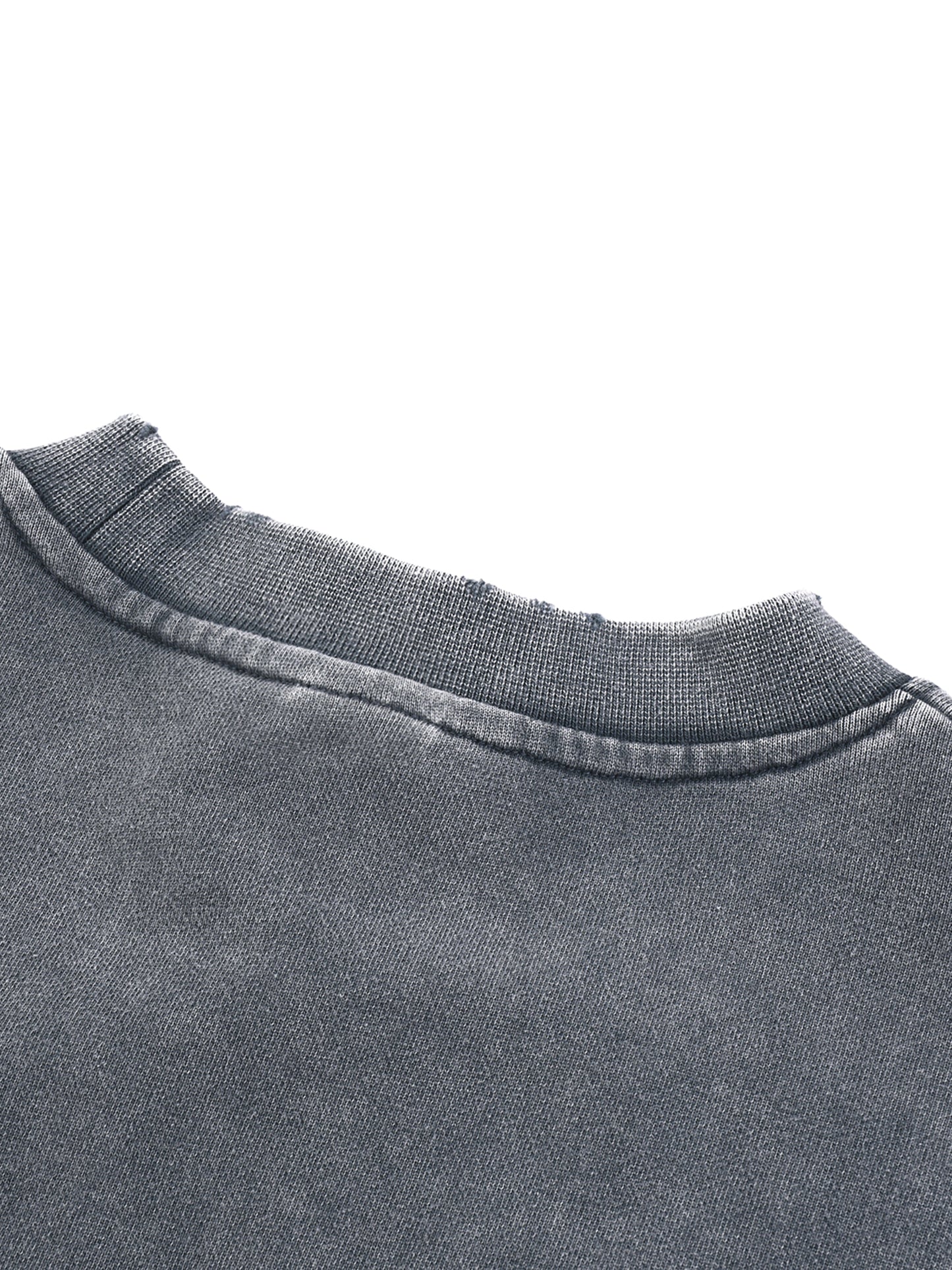 "Pure Chaos" Snow Washed Raw Edge Cropped Sweatshirt